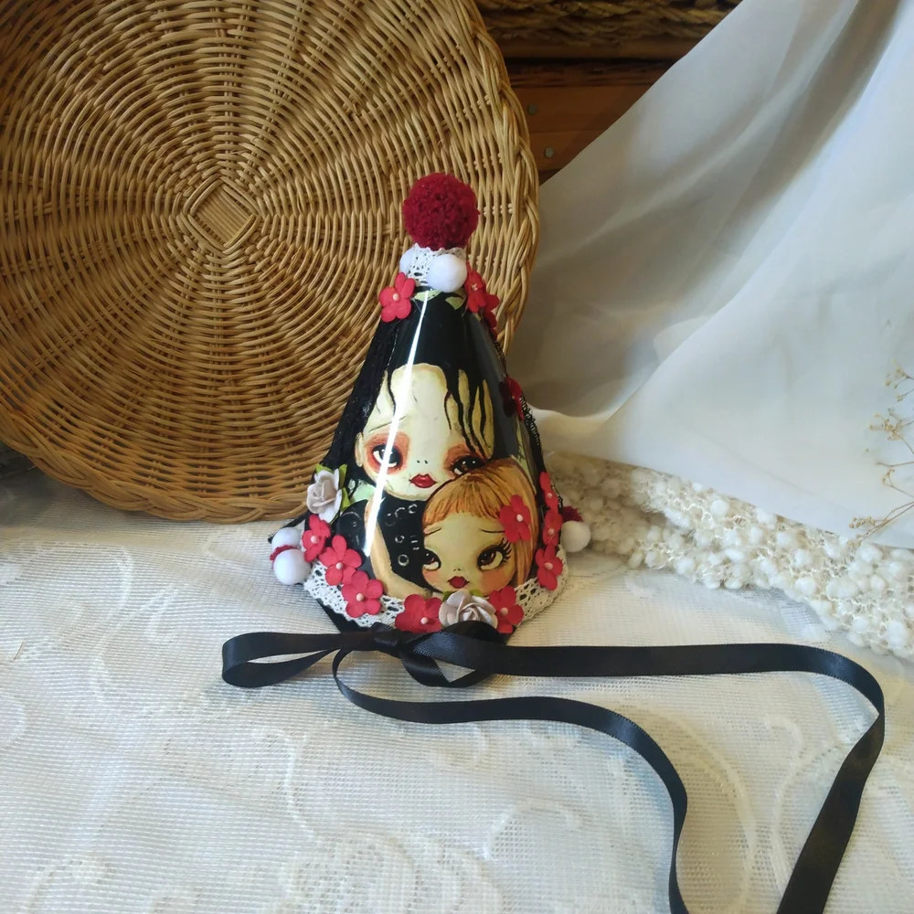 Handmade Party Hat with Ribbon
